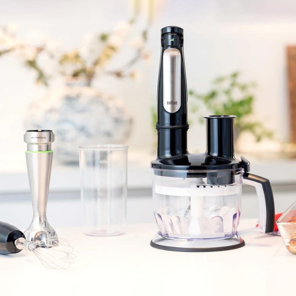 Braun Hand Blender Multiquick 7 1000W With 600Ml Bpa-Free Beaker, 1.5L Food Processor, Whisk خلاط يدوي مالتي كويك 7 1000 واط بدورق خفق خالي بسعة 600 مل من براون، محضر طعام 1.5 لتر، اداة خفق Braun Hand Blender Multiquick 7 1000W With 600Ml Bpa-Free Beaker, 1.5L Food Processor, Whisk خلاط يدوي مالتي كويك 7 1000 واط بدورق خفق خالي بسعة 600 مل من براون، محضر طعام 1.5 لتر، اداة خفق